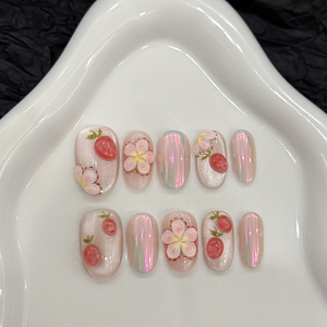 10pcs Handmade Full Cover Short False Nail Tip 