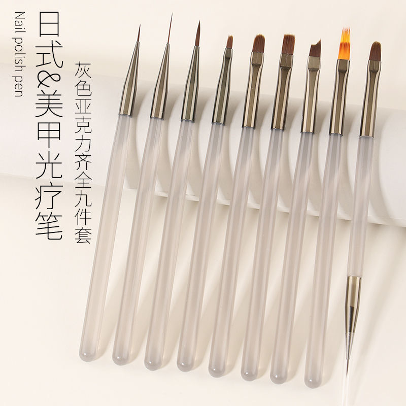 Ice Gray Handle Nail Art Brush 3D Painting Pen 