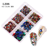 New Style Nail Art Flat-bottom Mixed Color AB Porcelain White Champagne 6 Grid Nail Jewelry Diamond Diy Nail Rhinestone