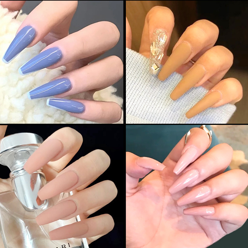 Long Ballet Long Fake Nails Full of Ballet Fake Nails Coffin Nail Full of Transparent Fake Nails