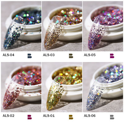 Color changing flashing aurora illusion nail art new irregular laser star fragment sequins