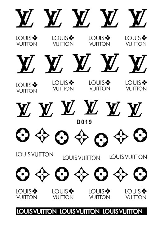 D019 LV LOUIS VUITTON 6 colors available Brand Logo 3D Nail Art Sticker ...