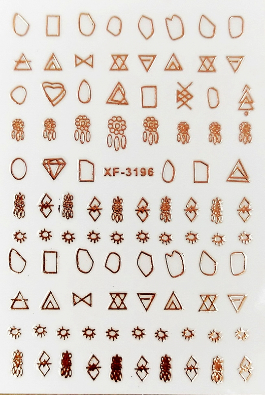 XF3196 Rose Gold 3D Nail Art Sticker