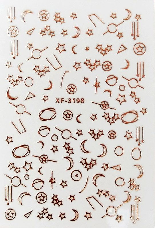 XF3198 Rose Gold 3D Nail Art Sticker