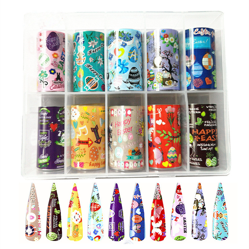2021 Holiday Easter Cartoon Nail Transfer Foil Sticker Set