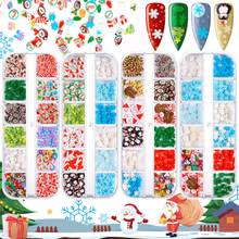 12 Grid/box Christmas Mixed Polymer Clay Nail DIY Decoration
