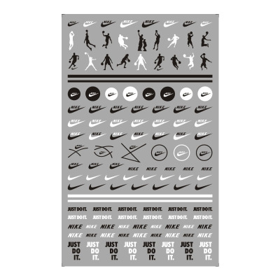 Nike Black & white color Brand Logo 3D Nail Art Sticker