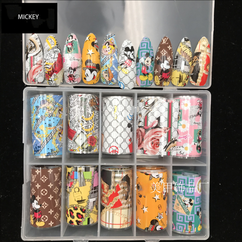 Mickey Brand Logo Nail Transfer Foil Set 