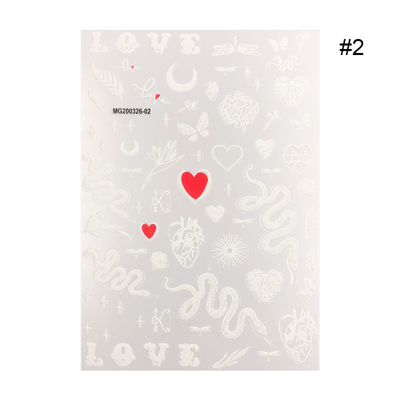 2020 New Snake Motif 3D Nail Sticker with Good Quality with Size 90*120mm