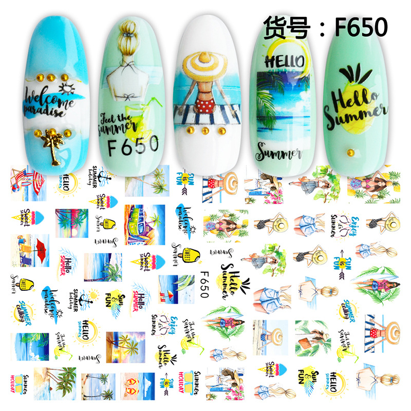 F650 Hello Summer 3D Nail Sticker 