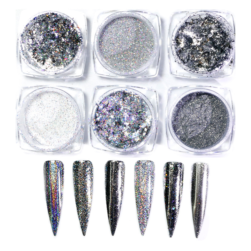 Colorful Foil Nail Glitter Powder Set