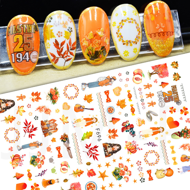 F696 Autumn Fall Season Self-adhesive Nail Art Sticker