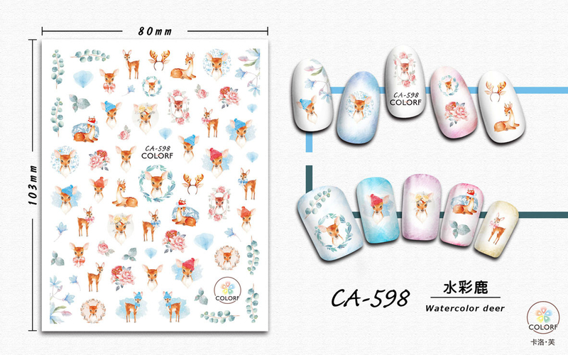 CA598 Winter Dear Self-adhesive Nail Art Sticker