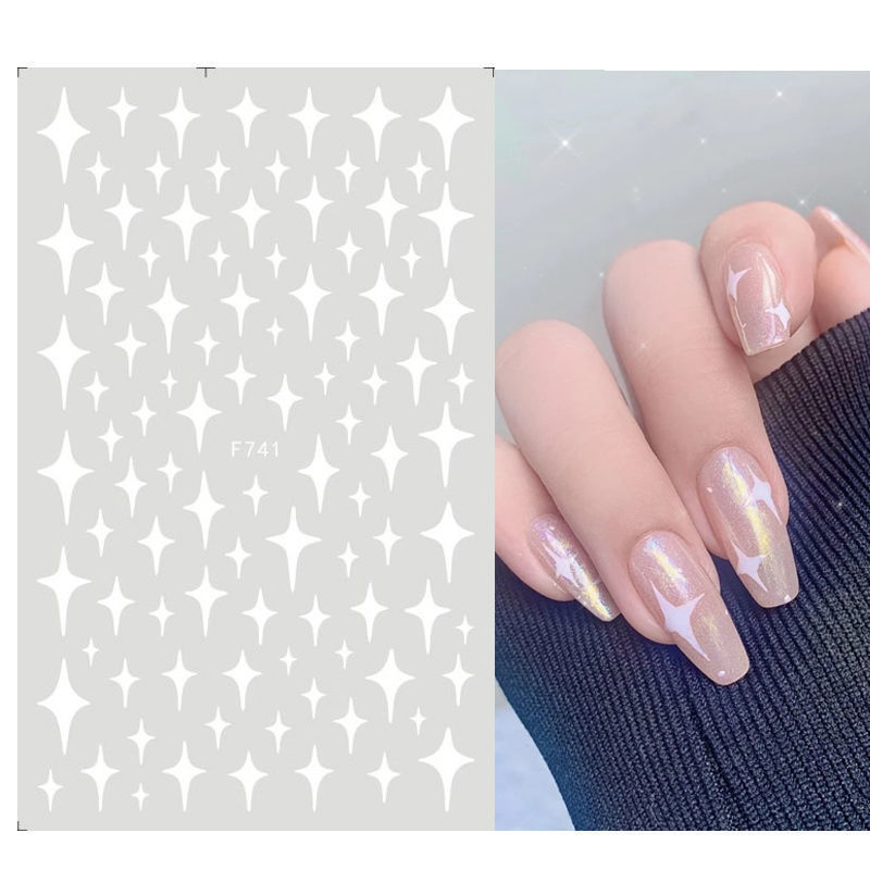 F741 Heart Black White Color Self-adhesive Nail Sticker 2021 New