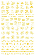 F548 4 Colors Gold Silver Black White 3D Self Adhesive Nail Art Sticker