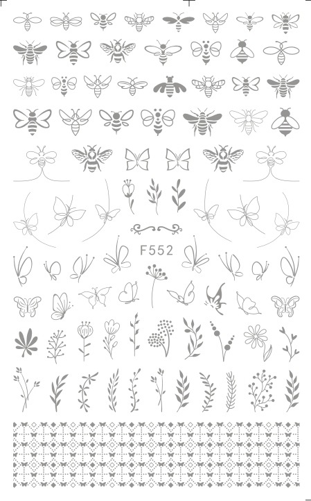 F552 4 Colors Gold Silver Black White 3D Self Adhesive Nail Art Sticker