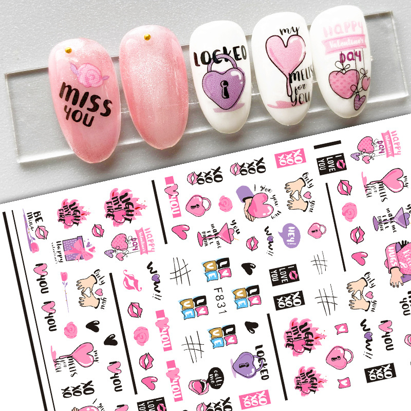 F831 DIY Design 3D Self Adhesive Love Valentine's Day Nail Art Sticker