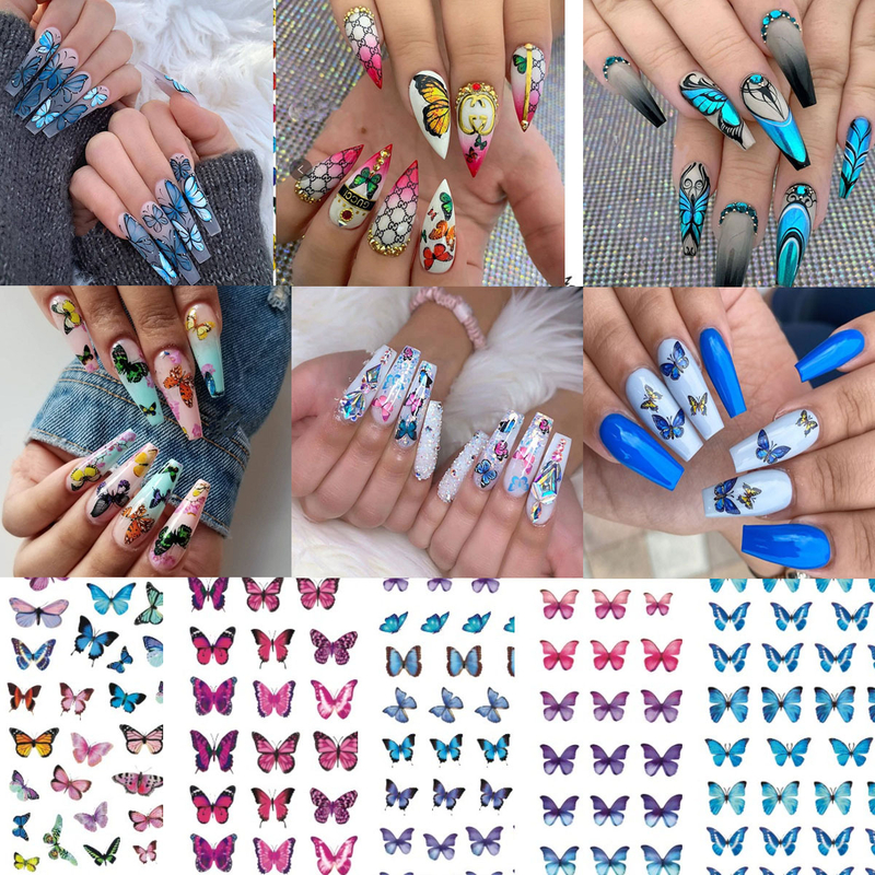 WG361-370 Colorful Butterfly Adhesive Nail Sticker
