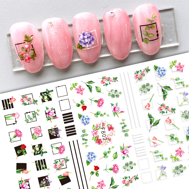 F802-F806 DIY Design 3D Self Adhesive Flower Nail Art Sticker