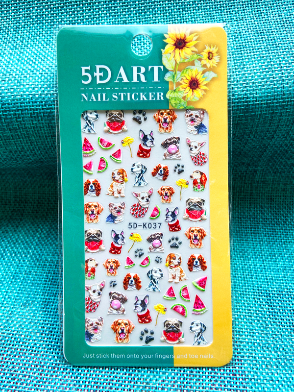 5D Embossed Animal Dog Nail Sticker