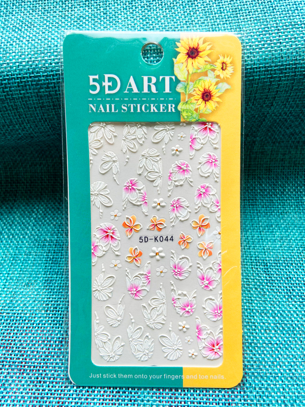 5D Embossed Spring Flower Nail Sticker