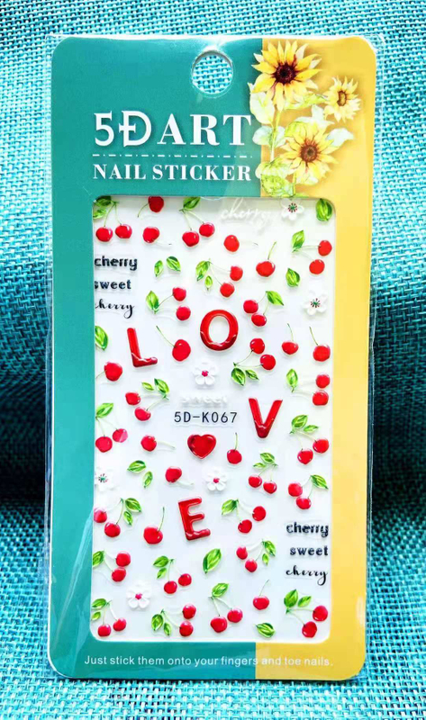 5D Embossed Fruit Lemon Berry Cherry Watermelon Nail Sticker