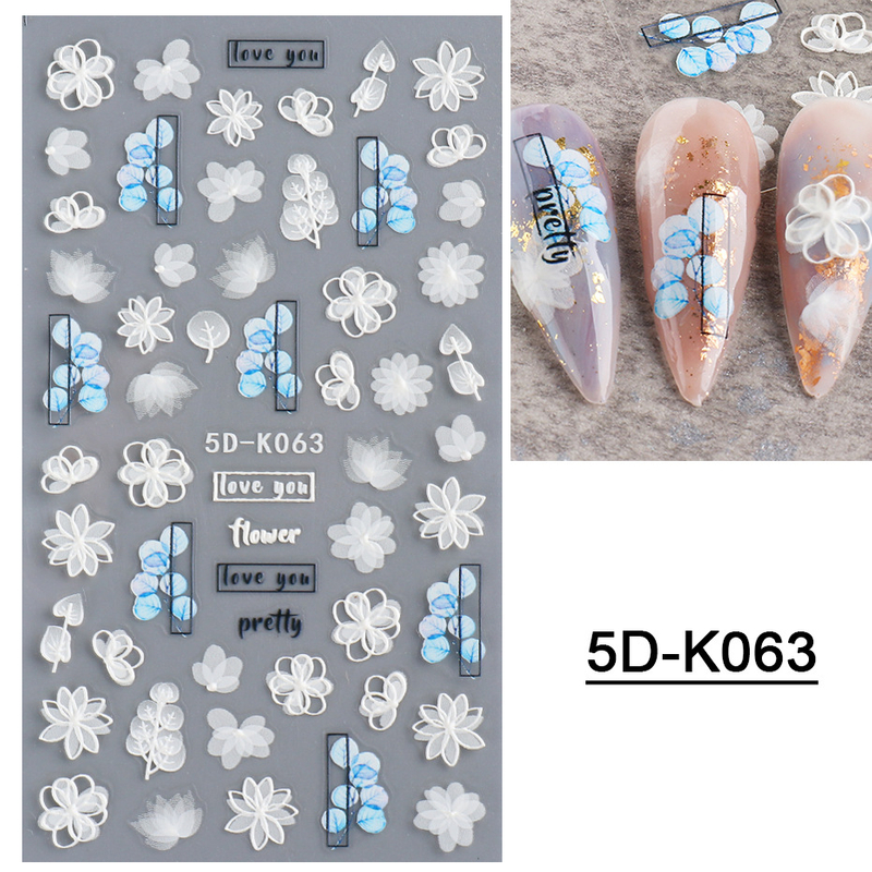 5D Embossed Flower Nail Sticker
