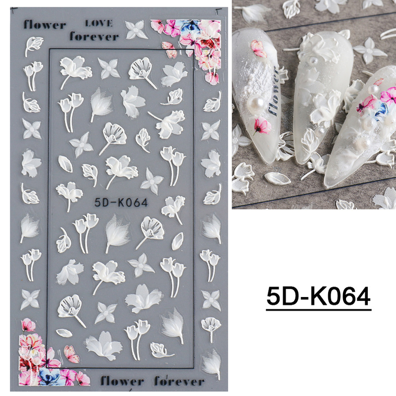 5D Embossed Flower Nail Sticker