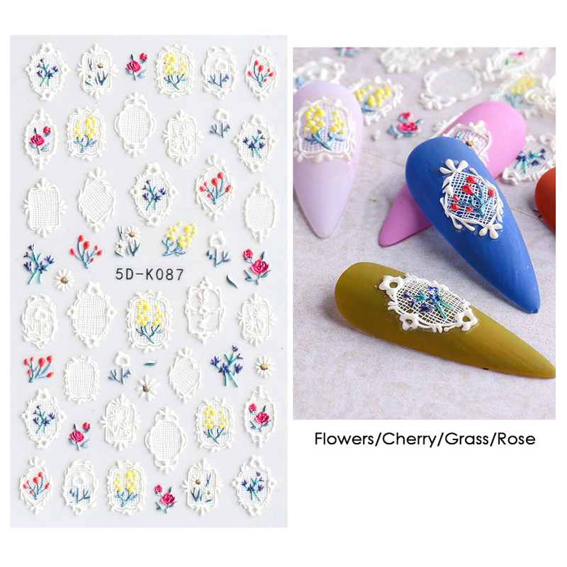 5D Embossed Retro Style Nail Sticker