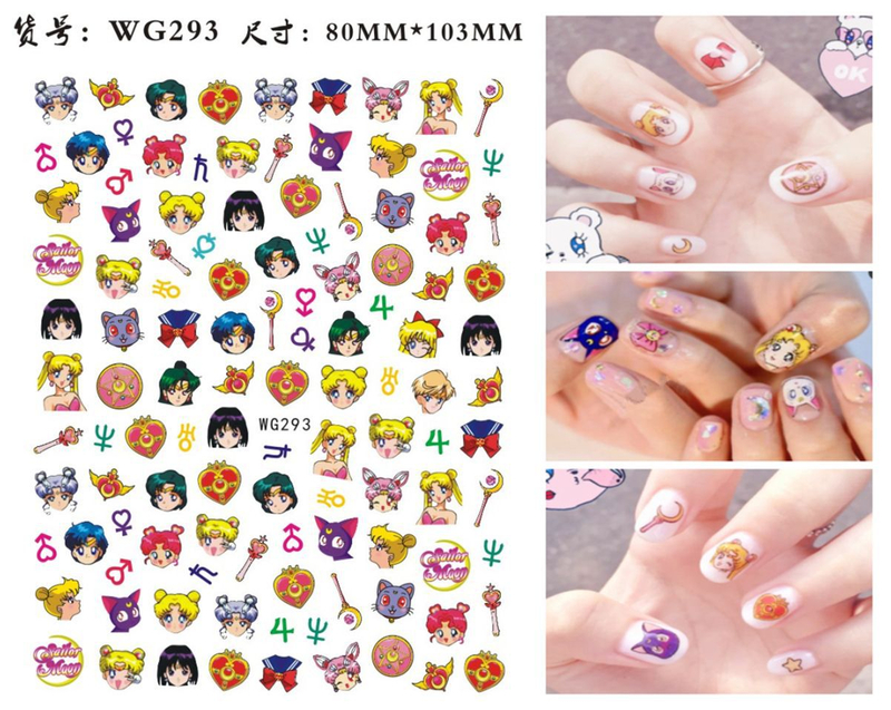 WG282-296 Ultha-thin Princess Adhesive Nail 3D Sticker Sailor Moon Nail Sticker