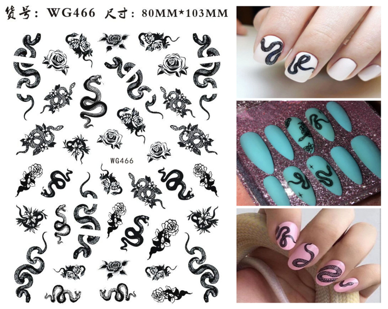WG462-467 Snake Design Adhesive Nail Sticker