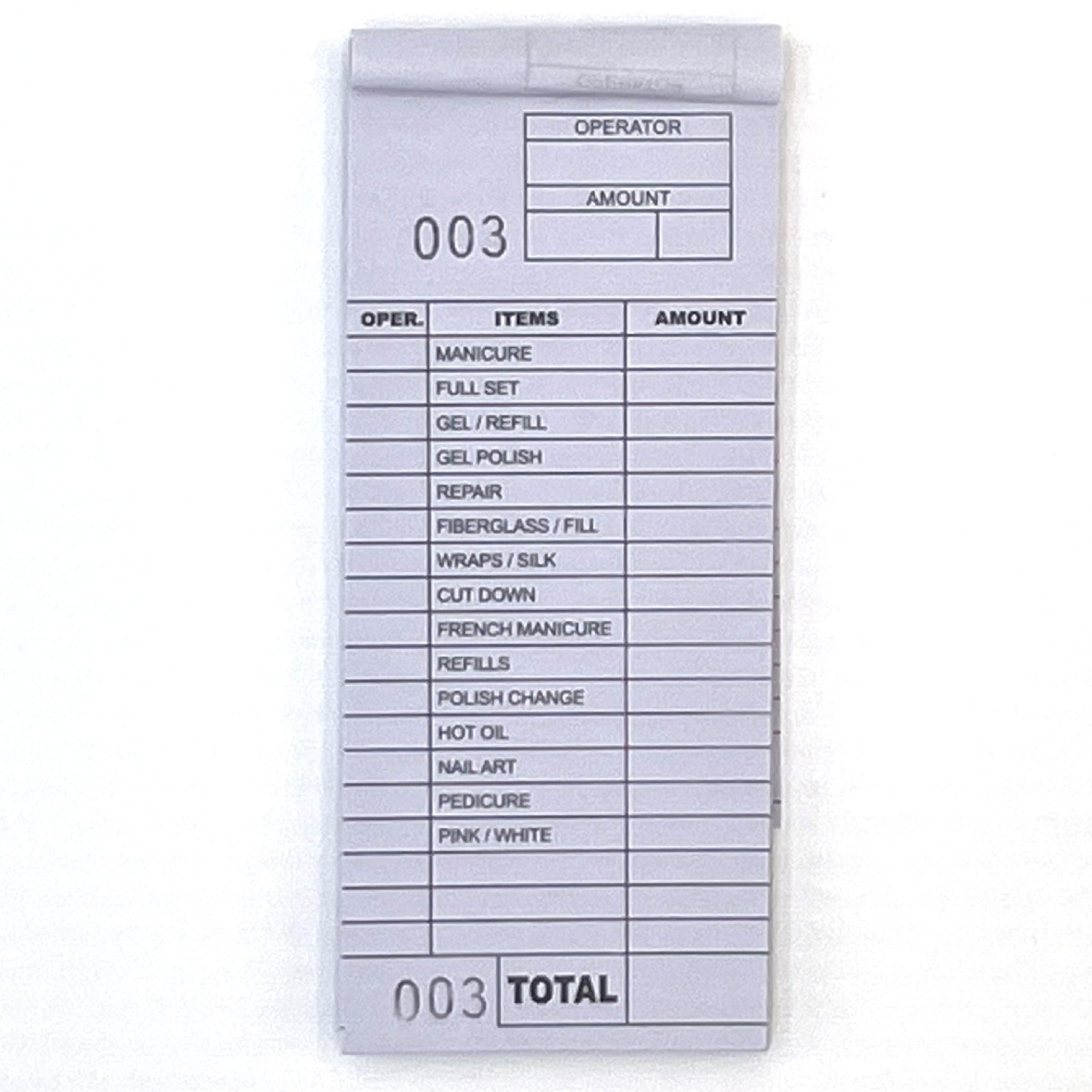 Pravited Logo Customized Made Nail Salon Service Ticket 