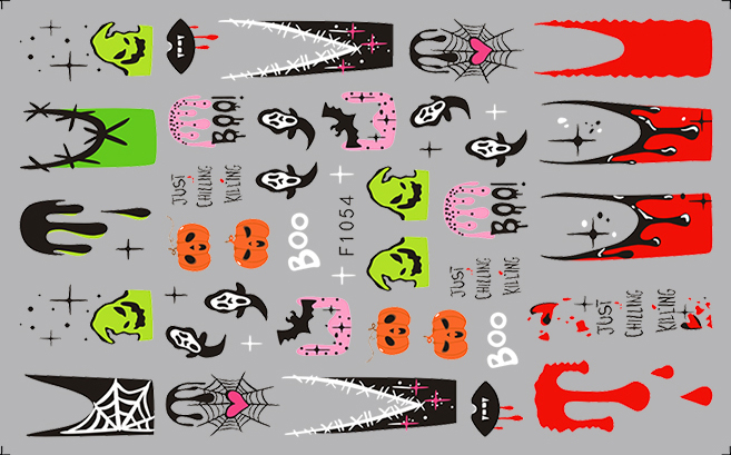 2024 New F1054-1058 Halloween Skull Rose Popular Nail Sticker