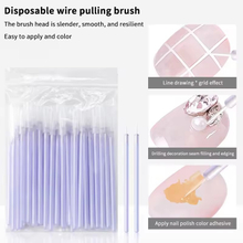 50pcs Disposable Purple Nail Art Brush Eyeliner Painting Pen Manicure Brush Nail Embossing Line Drawing Brush Makeup Tools