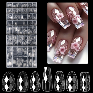 140pcs Rhombic Nail Tips Almond Ballet Irregular Transparent Nail Tip False ABS Nail Art Tool
