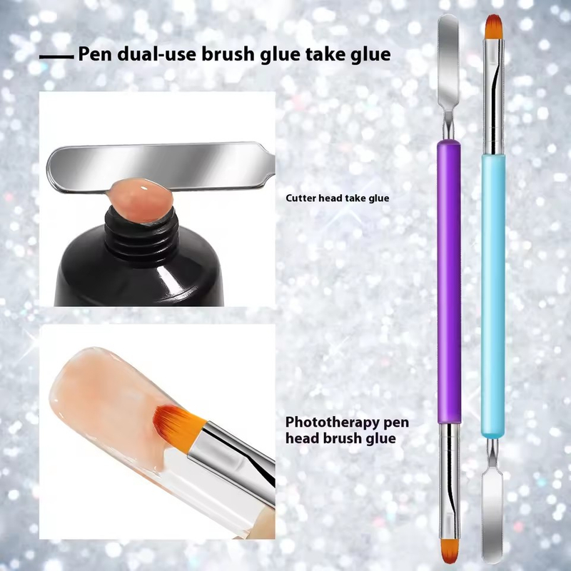 Dual Head Nail Polish Brush Painting Pen Nail Art Tools UV Nail Gel Brush for Extension Tip