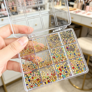 12 Grid Flat Back Rhinestone Colorful Mixed Size Point Back Rhinestone 1440pcs/box
