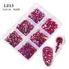 New Style Nail Art Flat-bottom Mixed Color AB Porcelain White Champagne 6 Grid Nail Jewelry Diamond Diy Nail Rhinestone