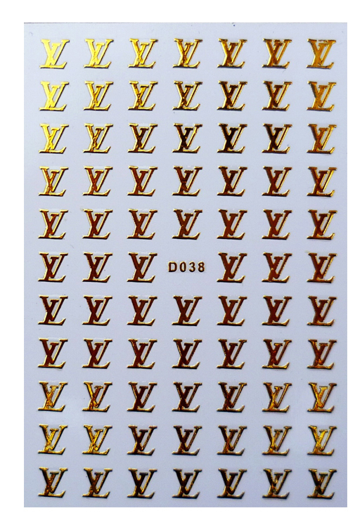 D038 LV Brand Logo 3D Nail Art Sticker 