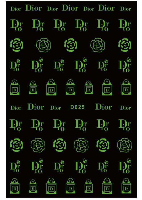 D025 Glow In Night Brand Logo 3D Nail Art Sticker