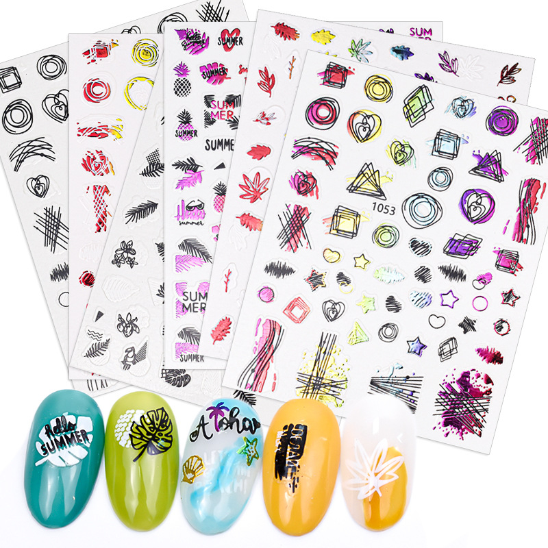 Colorful Abstract 3D Nail Sticker
