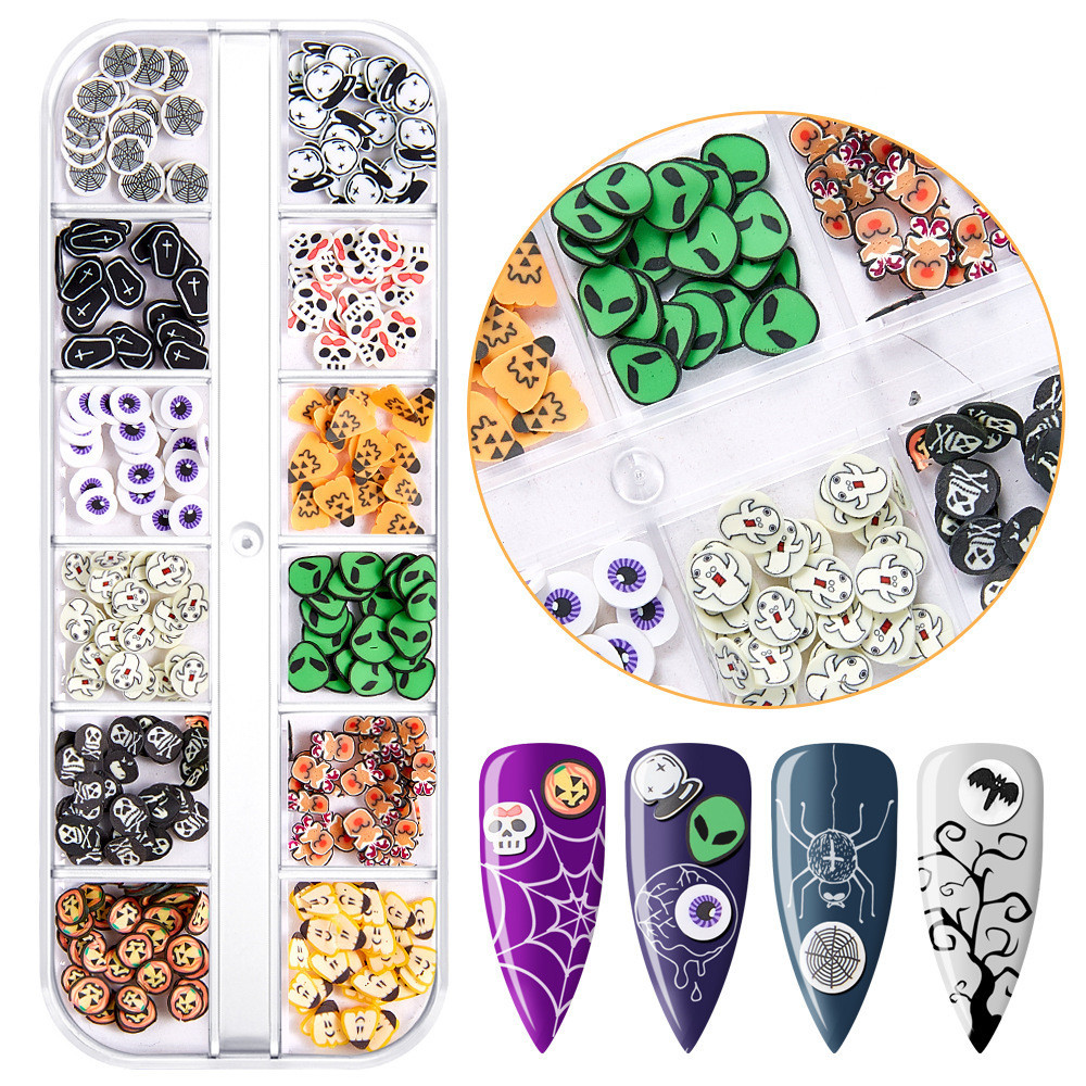 12 Grid Halloween Soft Clay Nail Decoration Polymer Clay