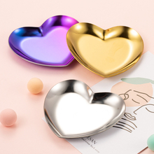 Stainless Steel Jewelry Tray Colorful Heart Metal Storage Tray