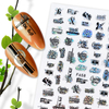 F654-F661 Silver And Black Color Summer 3D Nail Sticker 