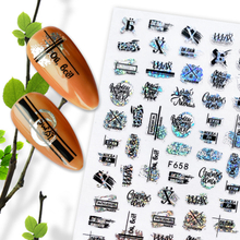 F654-F661 Silver And Black Color Summer 3D Nail Sticker 