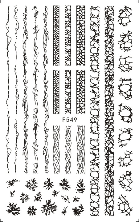 F549 4 Colors Gold Silver Black White 3D Self Adhesive Nail Art Sticker