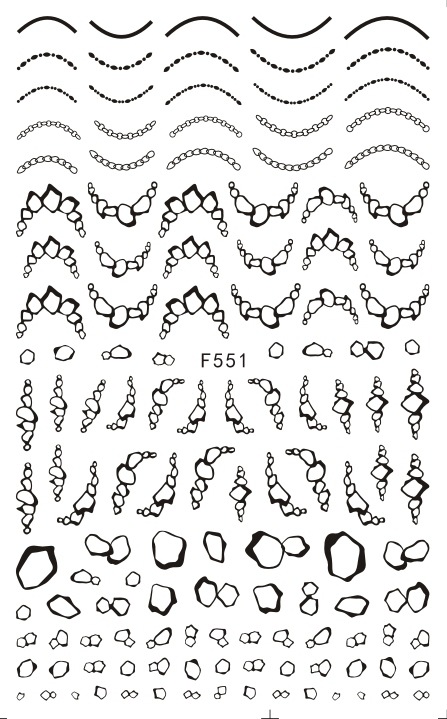 F551 4 Colors Gold Silver Black White 3D Self Adhesive Nail Art Sticker