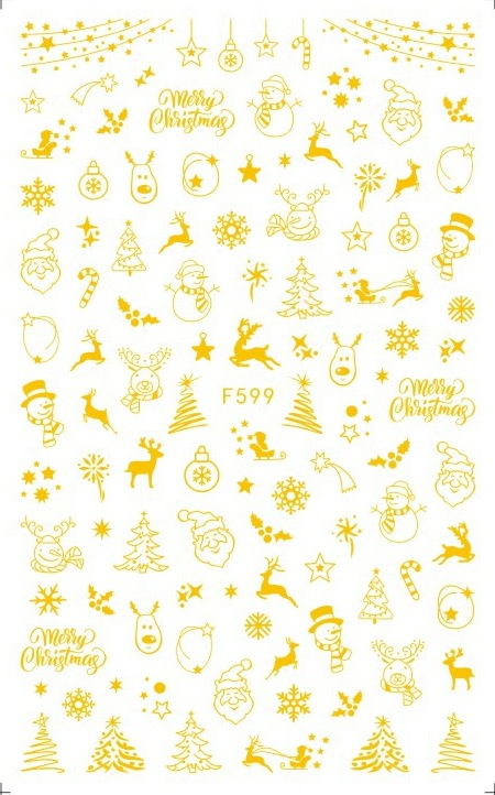 F599 The Hallowmas 3D Self Adhesive Nail Art Sticker Gold Silver 2 colors available