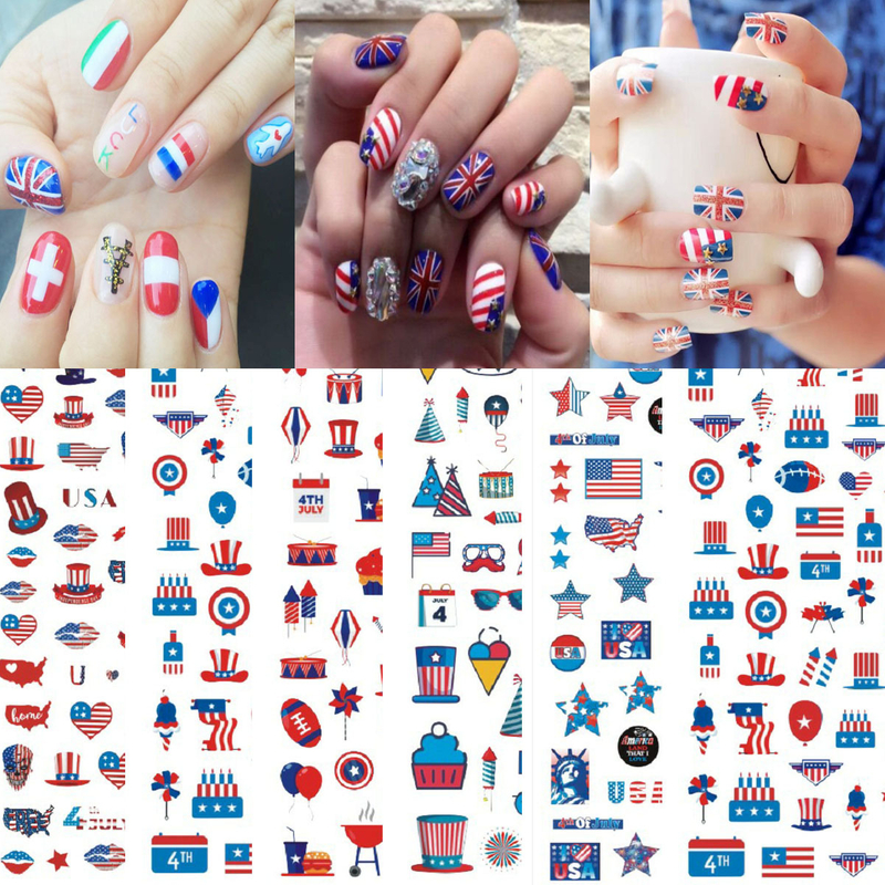 WG588-599 American Independence Day Nail Sticker