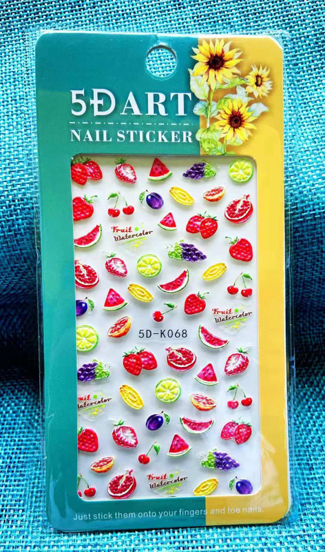 5D Embossed Fruit Lemon Berry Cherry Watermelon Nail Sticker